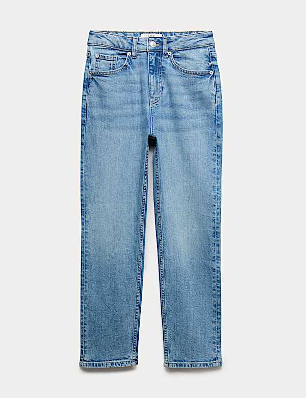 Schmal geschnittene Cropped-Jeans mit hohem Bund - DE