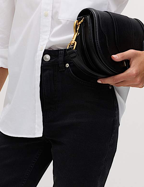 ג'ינס קרופ בגזרה צרה עם מותניים גבוהים - IL