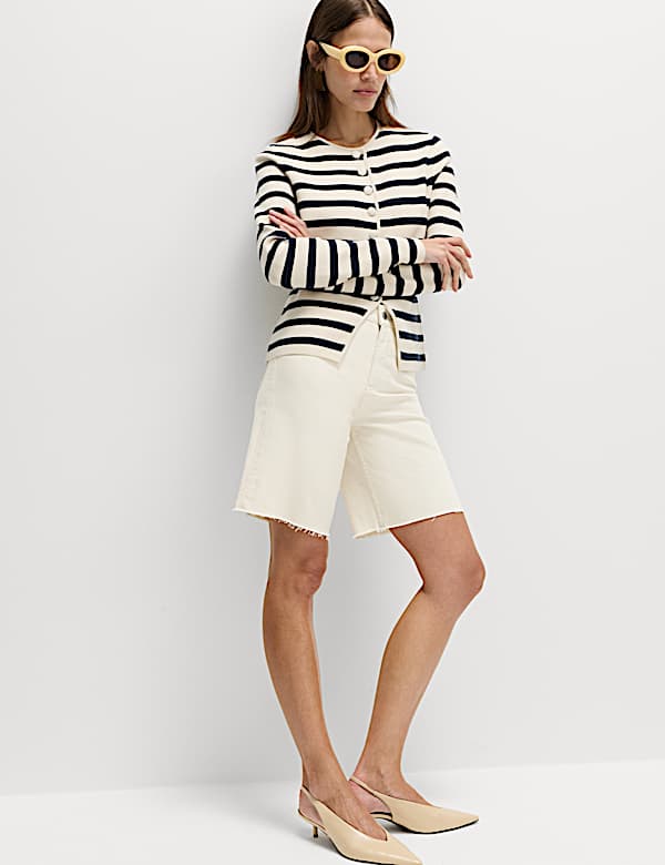 Pure Cotton High Waisted Bermuda Short - US