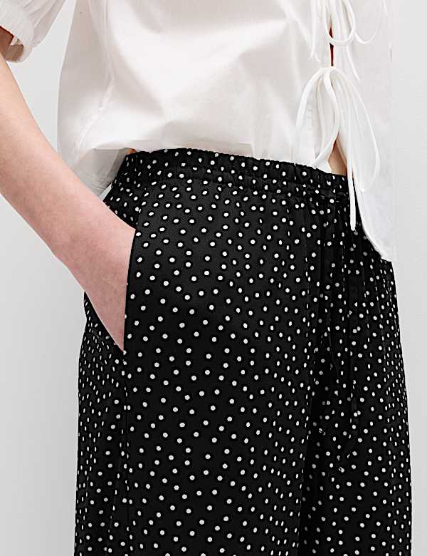 Printed Pull On Wide Leg Trousers - JO