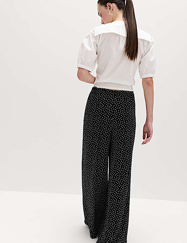 Printed Pull On Wide Leg Trousers - JO