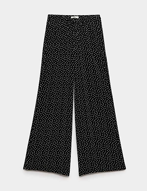 Printed Pull On Wide Leg Trousers - JO