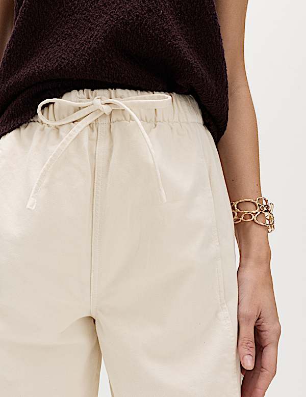 Pull On High Waisted Barrel Leg Jeans