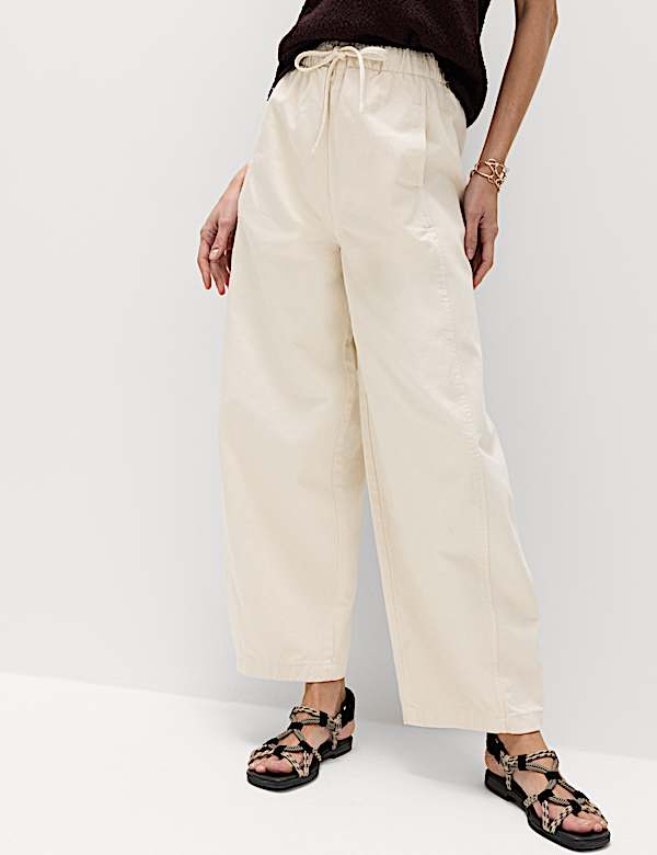 Pull On High Waisted Barrel Leg Jeans