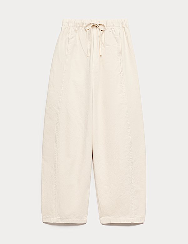 Pull On High Waisted Barrel Leg Jeans