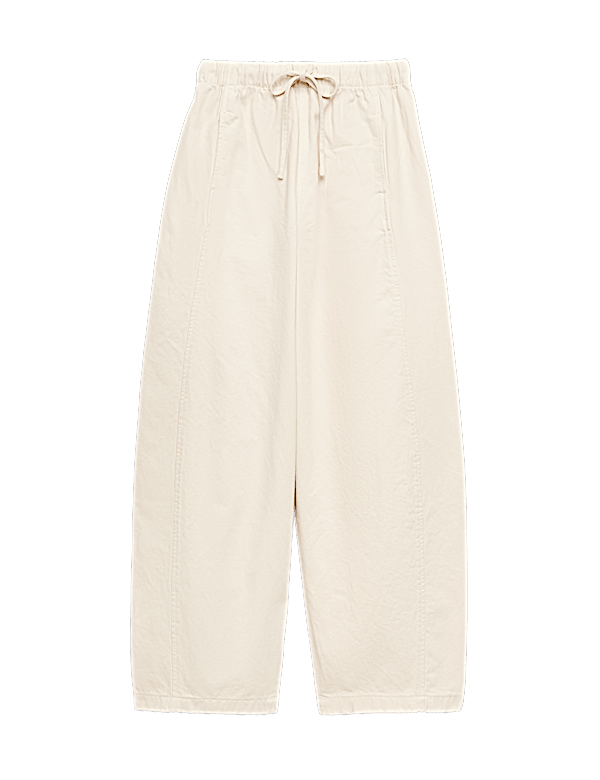 Pull On High Waisted Barrel Leg Jeans