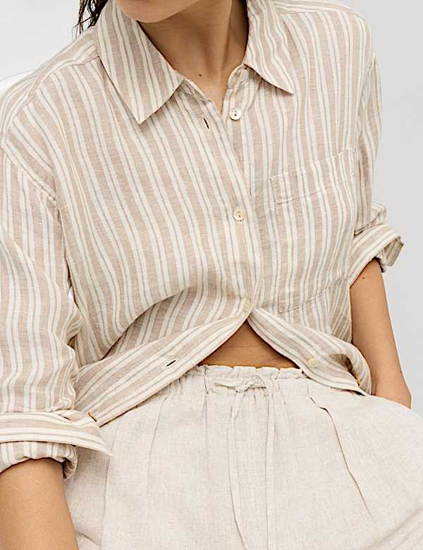 Linen Rich Elasticated Waist Tapered Trousers