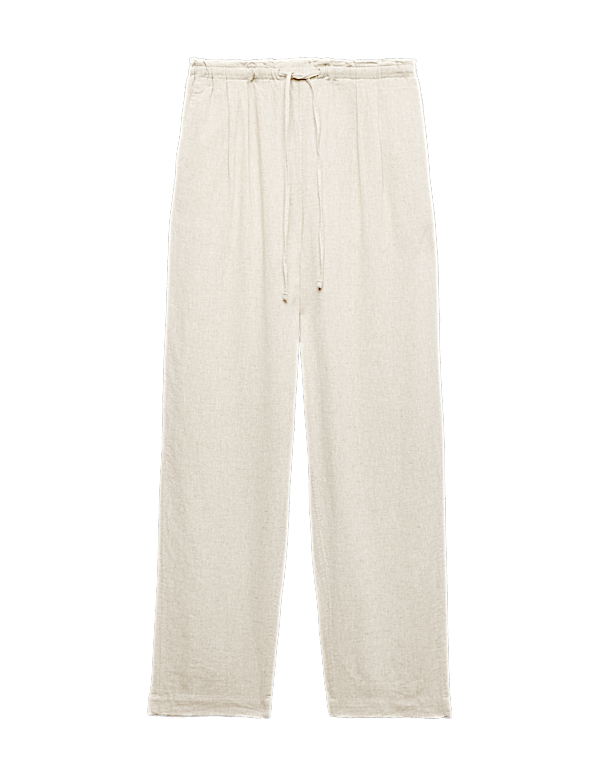 Linen Rich Elasticated Waist Tapered Trousers
