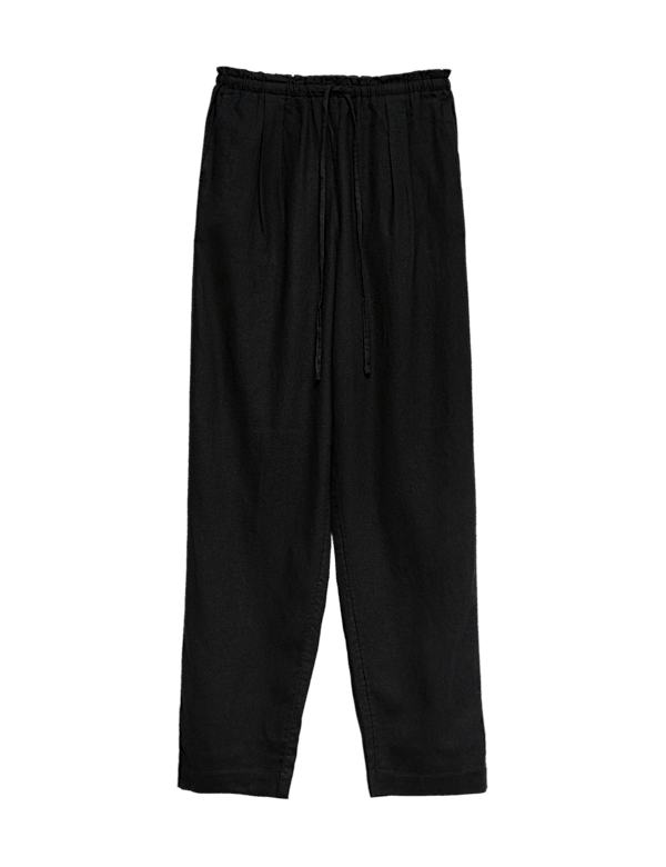 Linen Rich Elasticated Waist Tapered Trousers