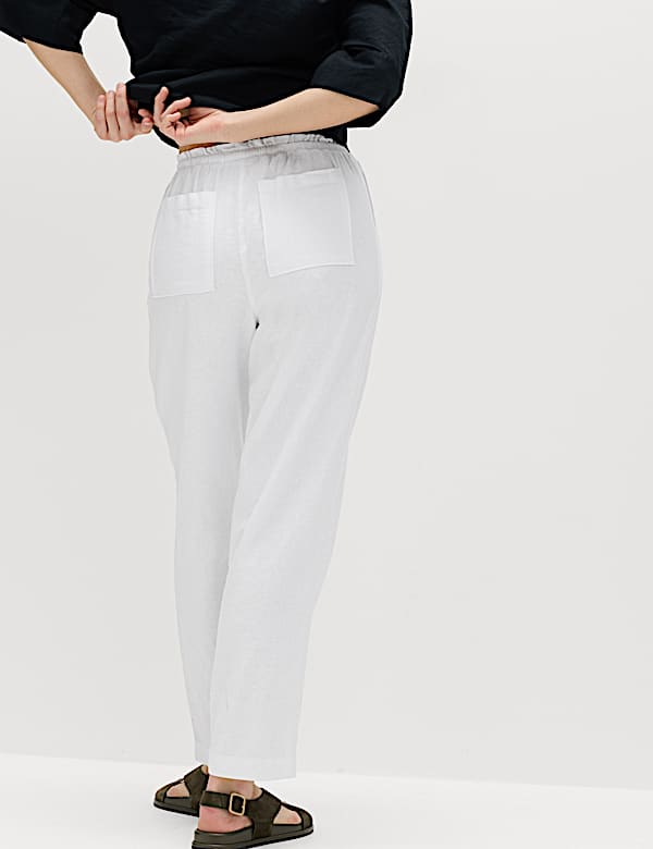 Linen Rich Elasticated Waist Tapered Trousers