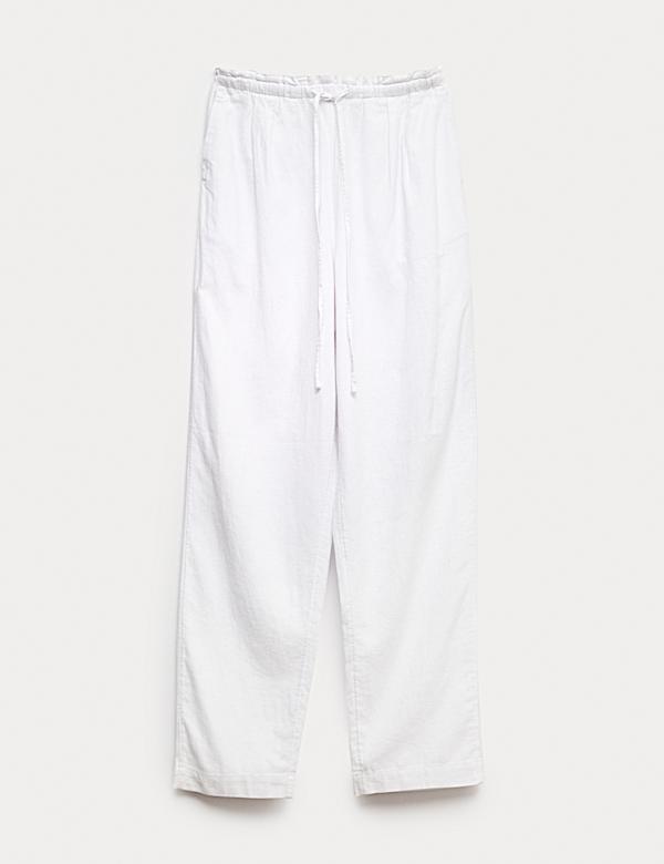 Linen Rich Elasticated Waist Tapered Trousers