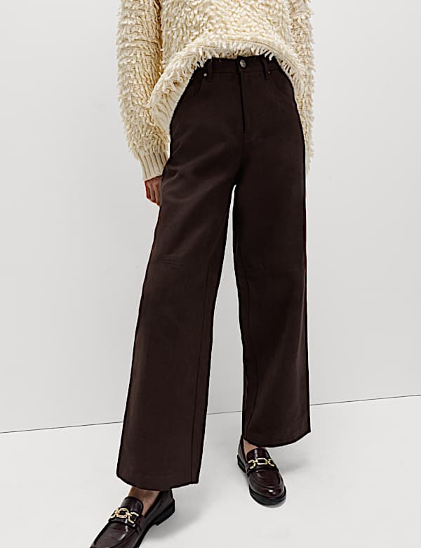 Faux Suede Wide Leg Trousers - US