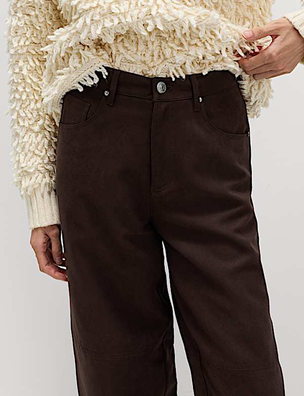Faux Suede Wide Leg Trousers - US