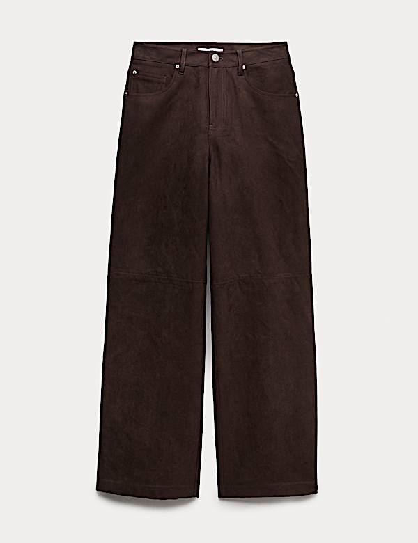 Faux Suede Wide Leg Trousers - US