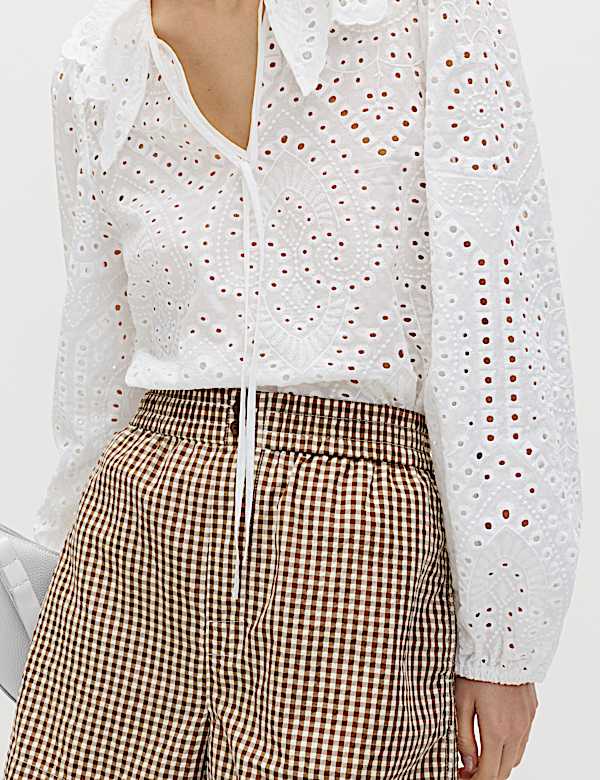 Szorty z wysoką talią w kratkę gingham - PL