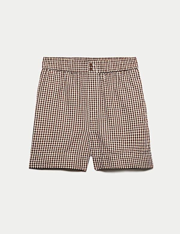 Szorty z wysoką talią w kratkę gingham - PL