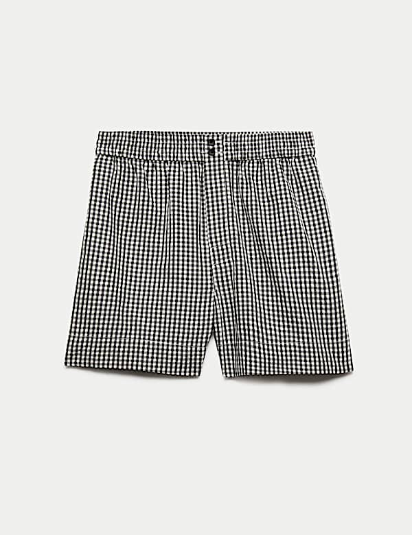 Pantalones cortos de cintura alta con estampado vichy - US