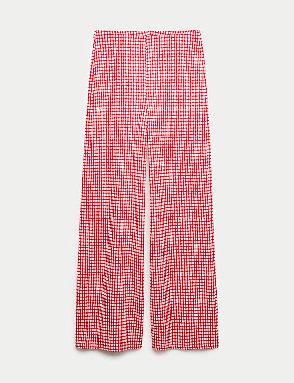 Gingham Elasticated Waist Wide Leg Trousers - PL