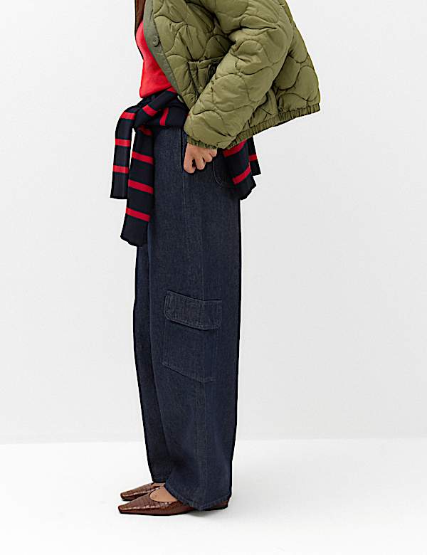 Utility Mid Rise Barrel Jeans with Lyocell - CA