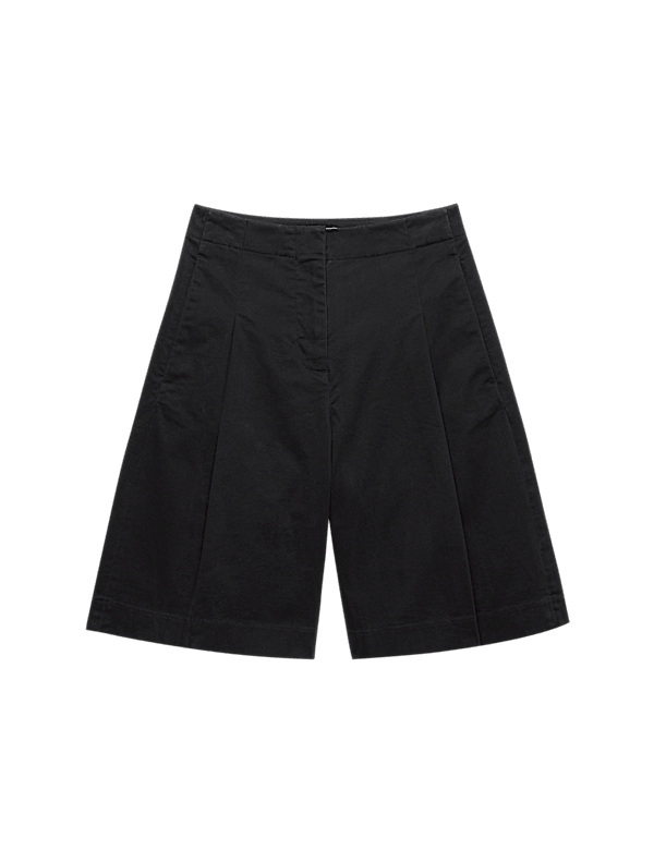 Cotton Rich High Waisted Pleat Front Bermuda Shorts