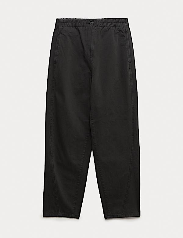 Zwężane spodnie z elastyczną talią 100% bawełny - PL