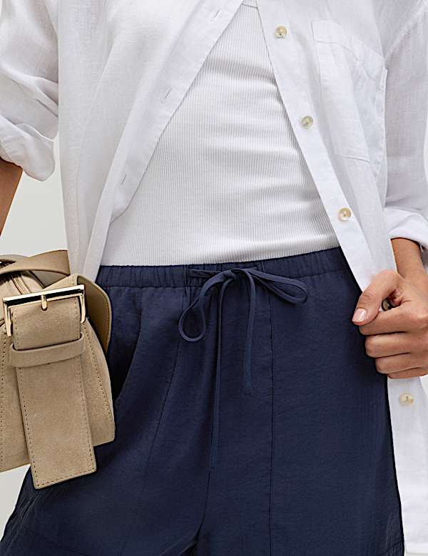 Pull On Elasticated Waist Straight Leg Trousers - AU