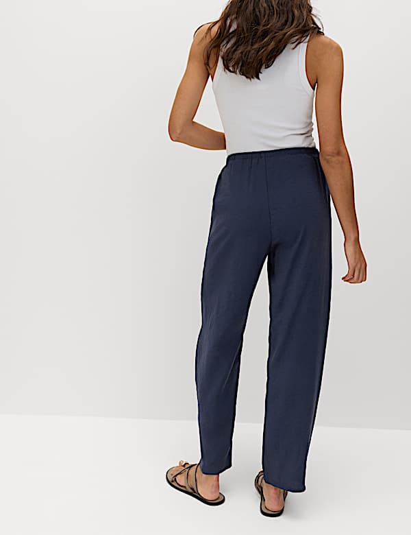 Pull On Elasticated Waist Straight Leg Trousers - AU