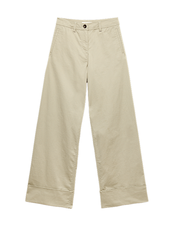 Cotton Rich Turn Up Wide Leg Chinos