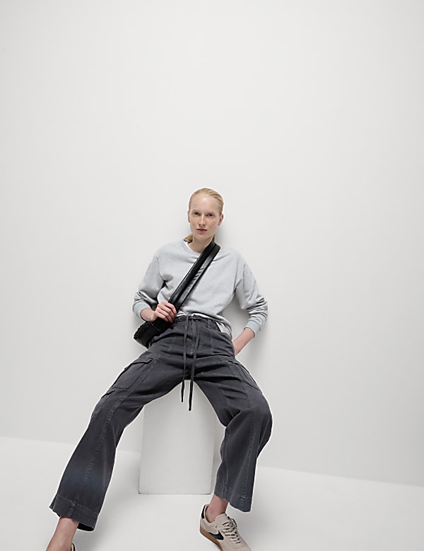 Twill Cargo Drawstring Trousers