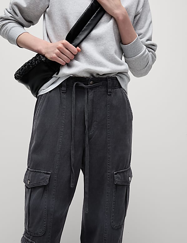 Twill Cargo Drawstring Trousers