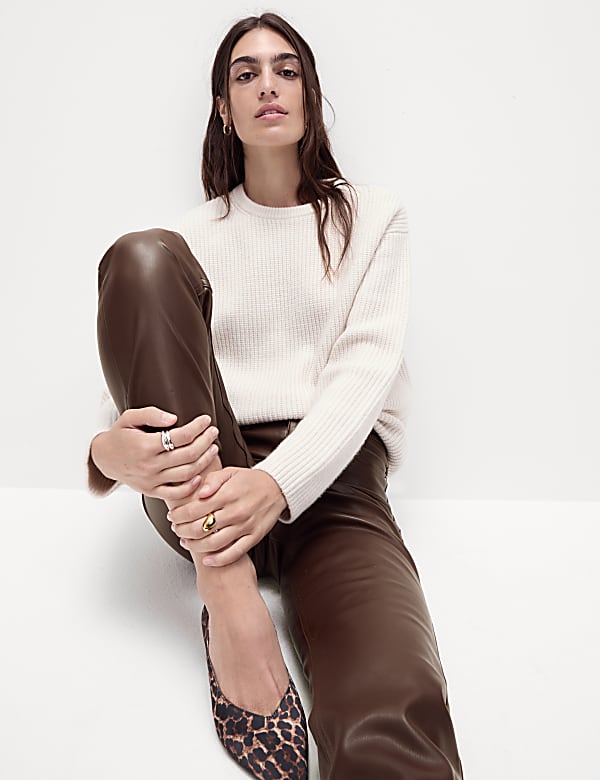 Faux Leather Straight Leg Trousers