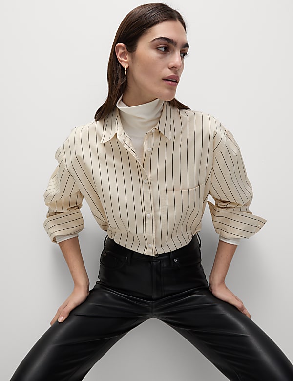 Faux Leather Straight Leg Trousers