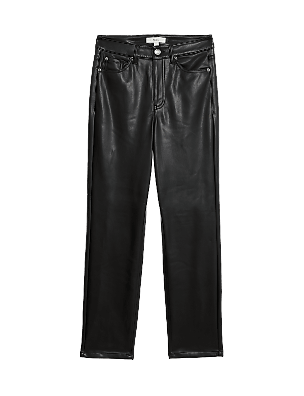 Faux Leather Straight Leg Trousers
