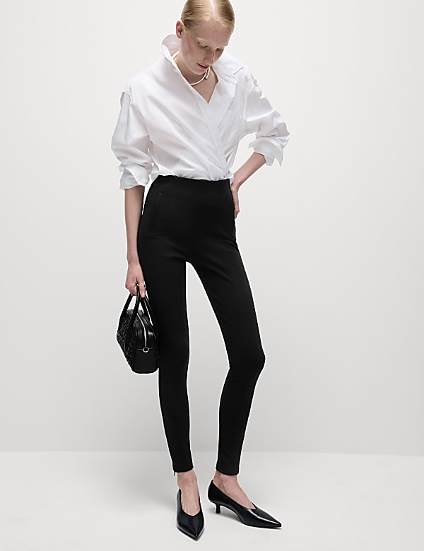 Ponte High Waisted Ankle Grazer Leggings