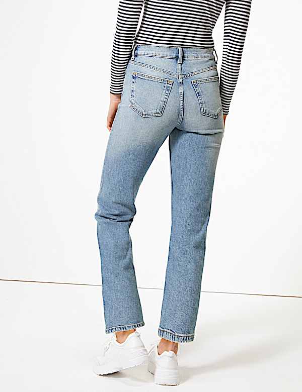 High Waist Straight Leg Ankle Grazer Jeans