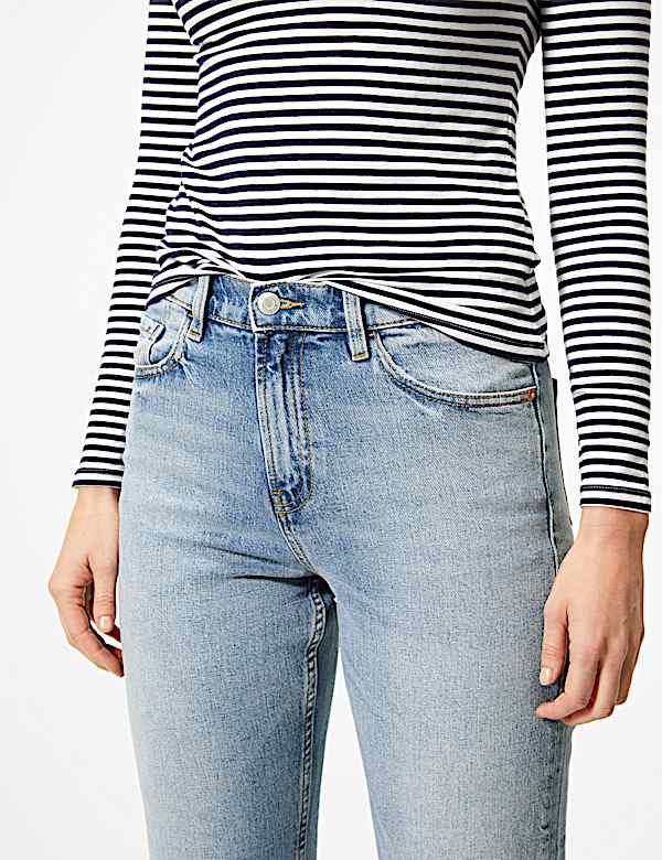 High Waist Straight Leg Ankle Grazer Jeans