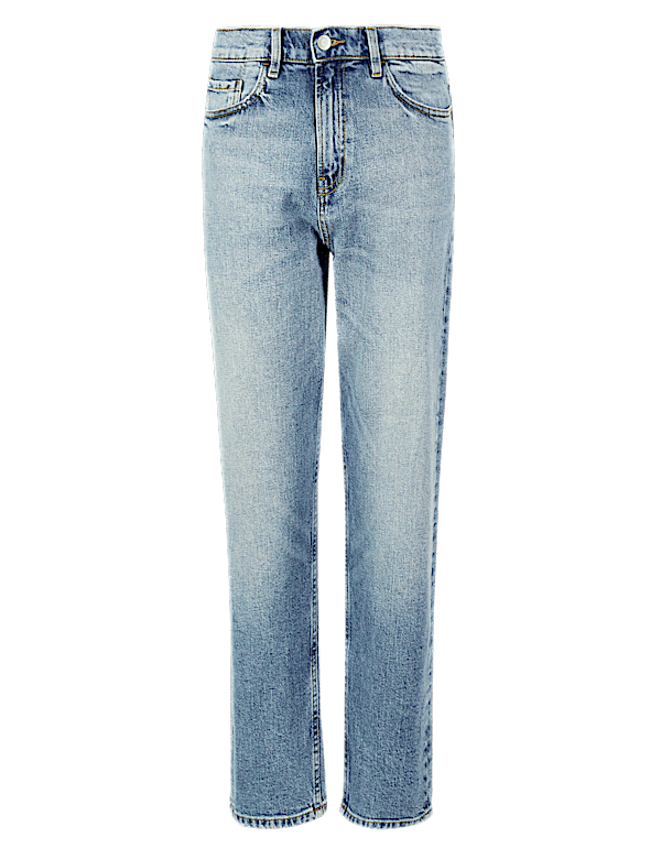 High Waist Straight Leg Ankle Grazer Jeans