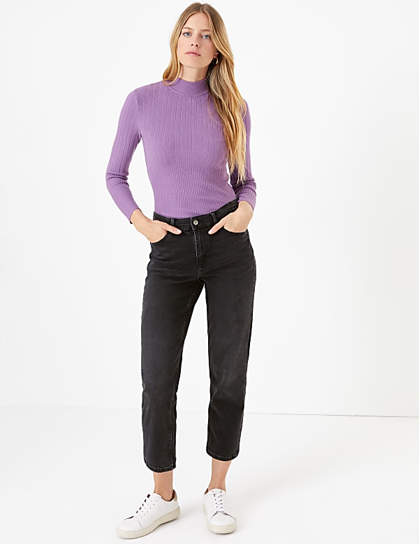 High Waist Ankle Grazer Jeans