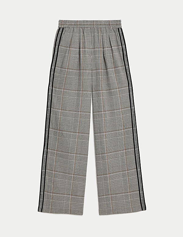 Checked Pull On Wide Leg Trousers - HR