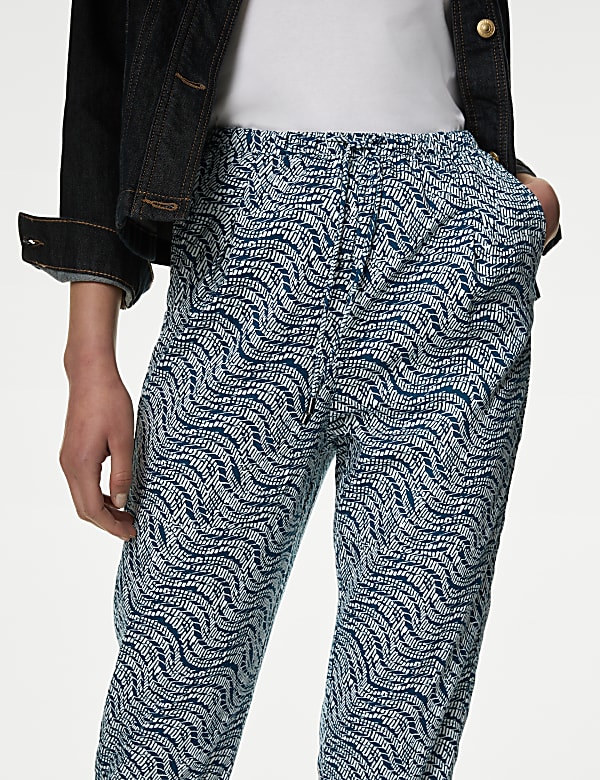 Printed Tapered Ankle Grazer Trousers - CY