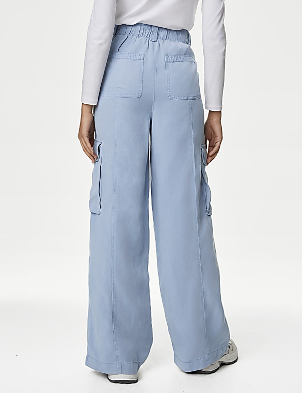 Lyocell Blend Utility Wide Leg Trousers