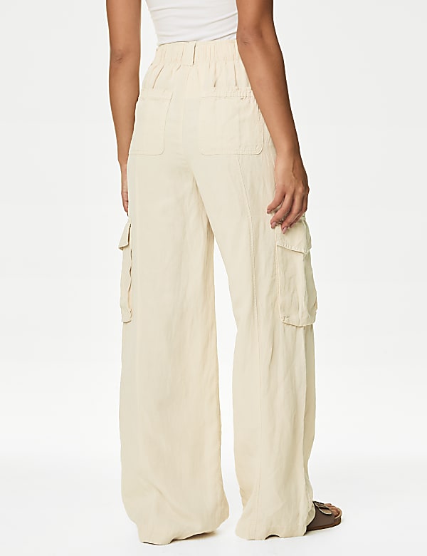 Lyocell Blend Utility Wide Leg Trousers