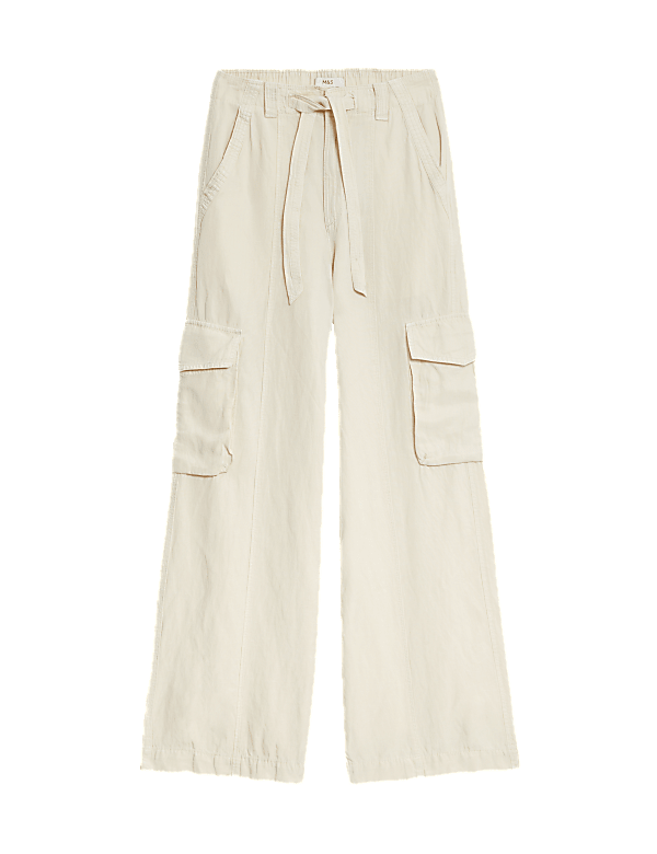 Lyocell Blend Utility Wide Leg Trousers