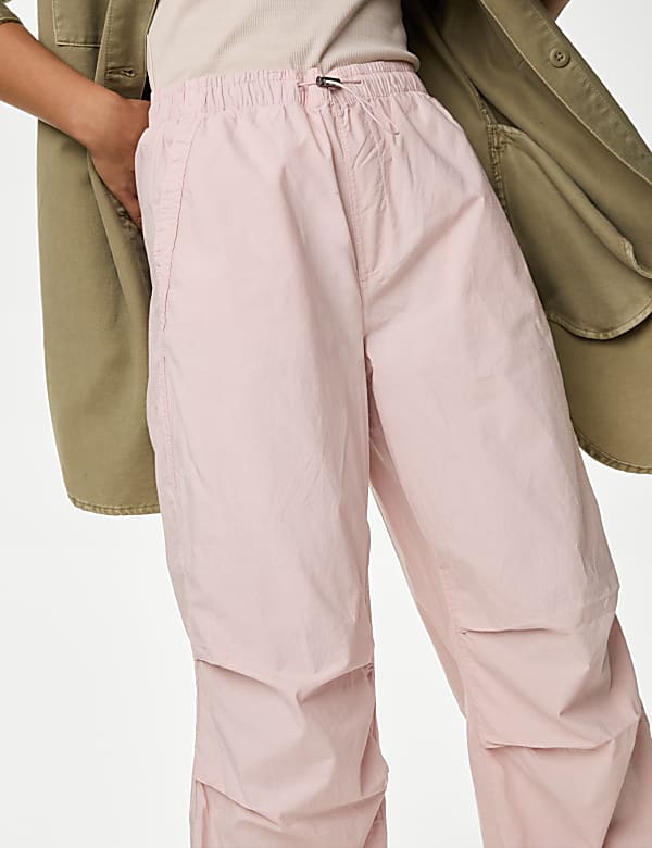 Pure Cotton Drawstring Parachute Trousers