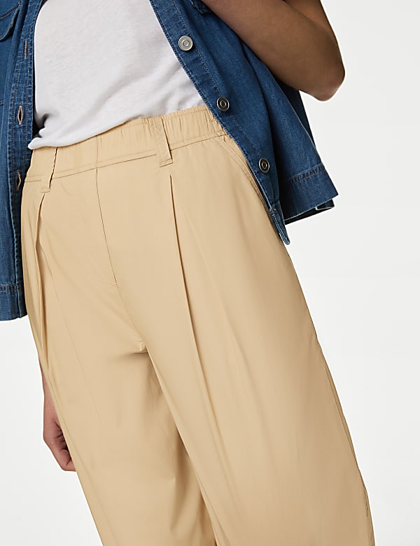 Pure Cotton Pull On Straight Leg Trousers