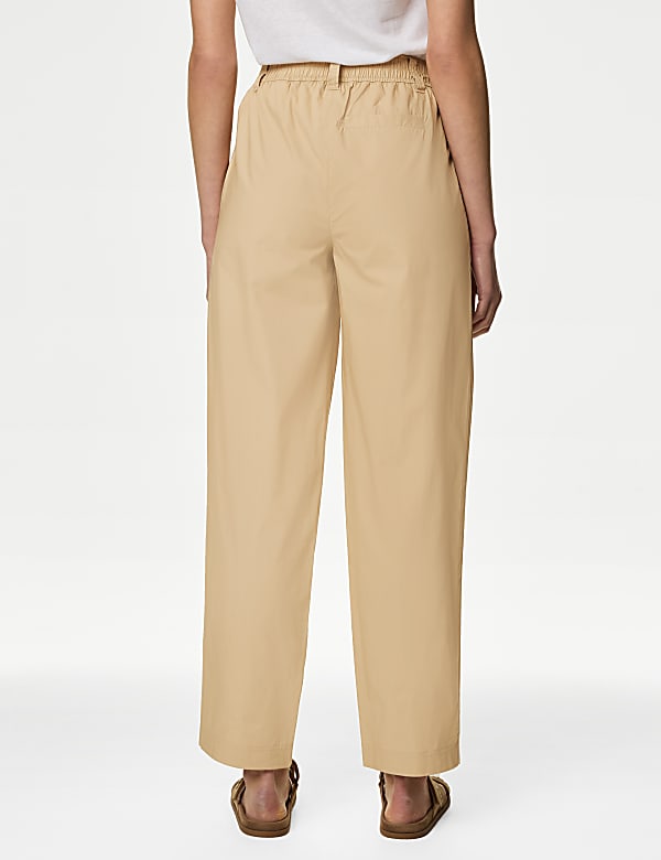 Pure Cotton Pull On Straight Leg Trousers