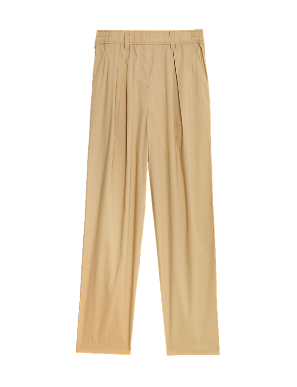 Pure Cotton Pull On Straight Leg Trousers