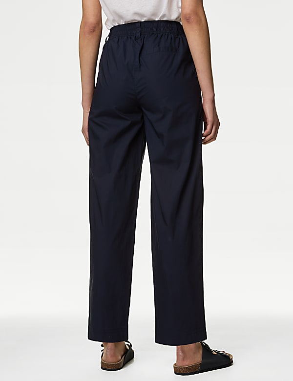 Pure Cotton Pull On Straight Leg Trousers