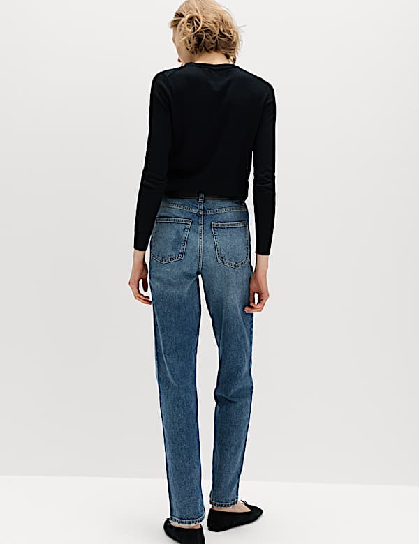 High Waisted Straight Leg Jeans - US