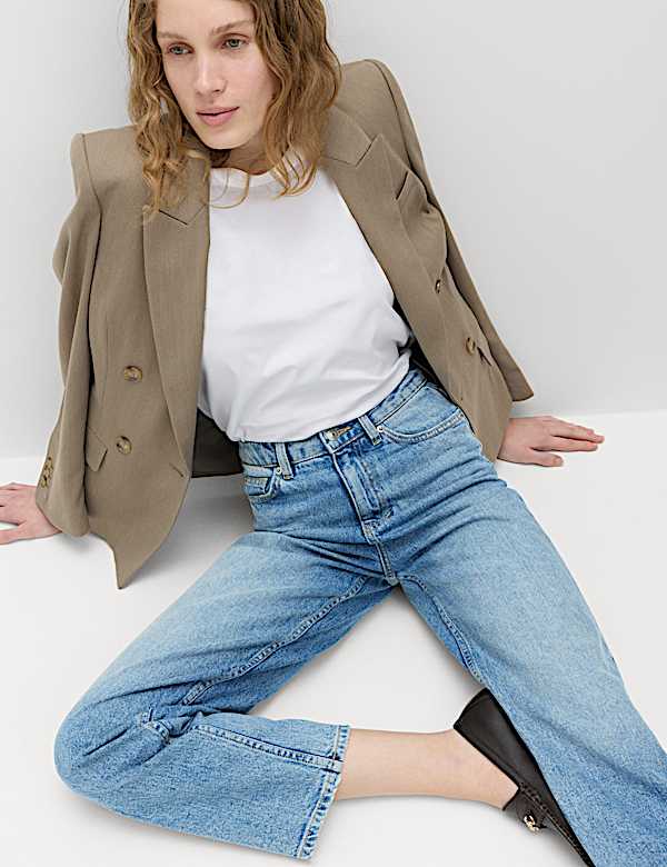 High Waisted Straight Leg Jeans - CA